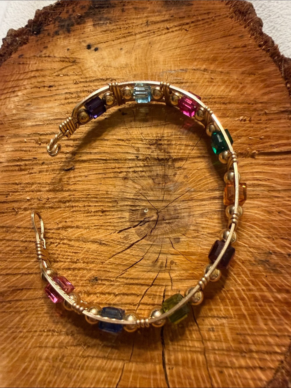 Gold color Multicolor Crystal Bracelet - Picture 4 of 6